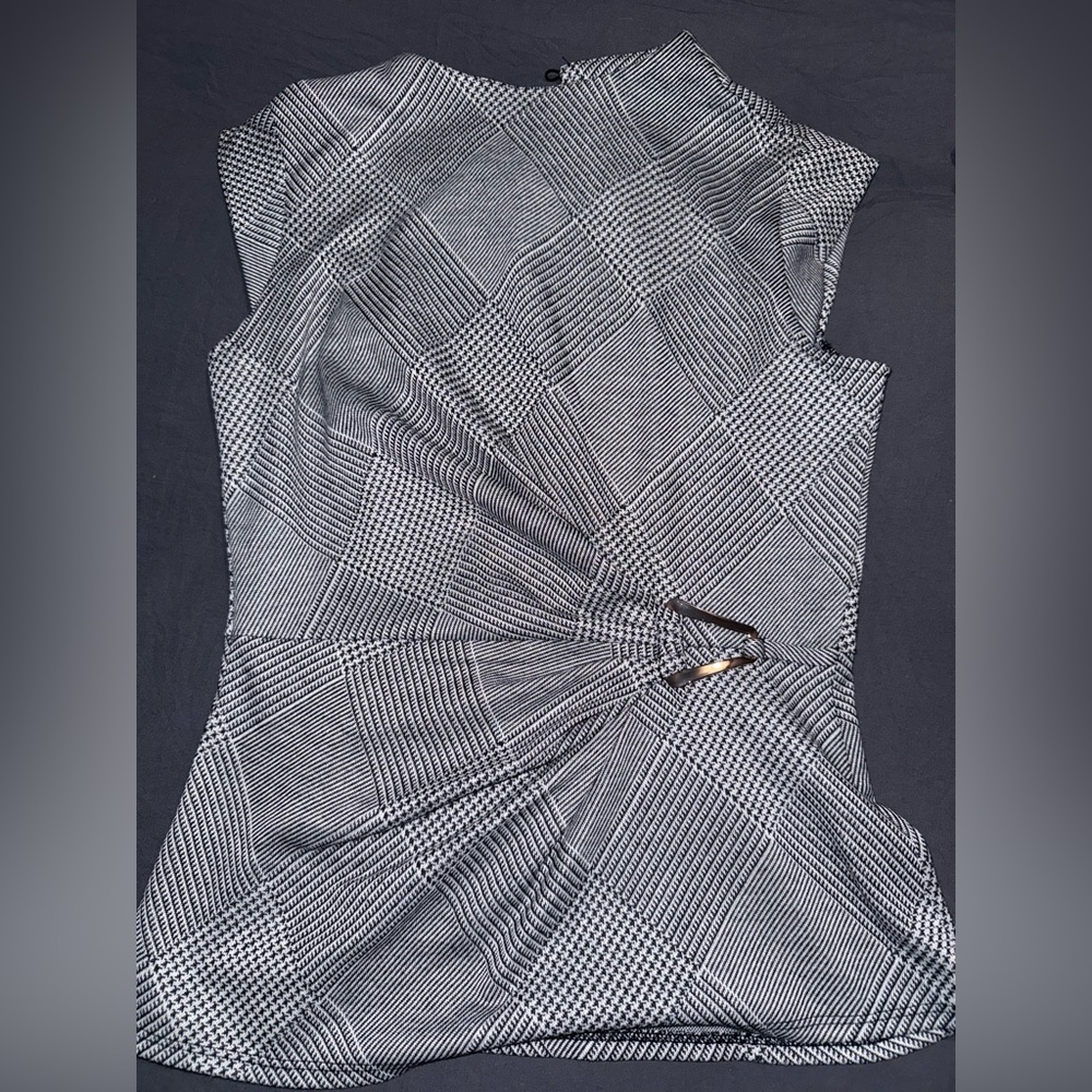 Black and white geometric blouse